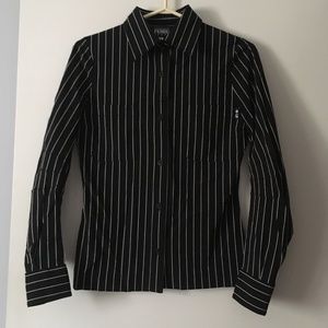 Vintage GIANFRANCO FERRE Black + White Pinstripe Stretch Shirt S